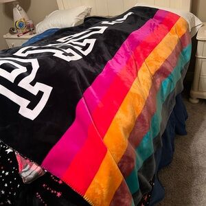 VS PINK large rainbow Sherpa blanket